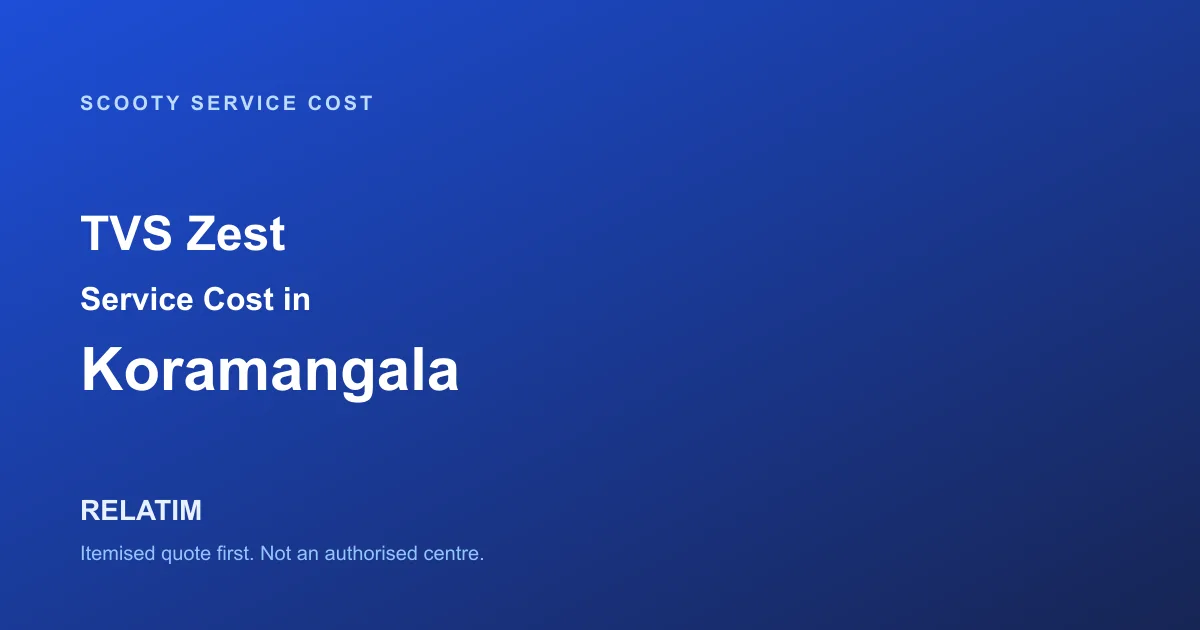 TVS Zest Service Cost in Koramangala, Bangalore